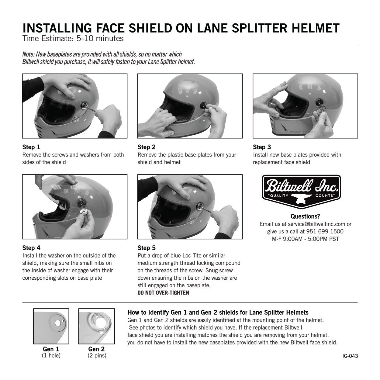 Biltwell Lane Splitter Helmet - Flat Black Glänzend