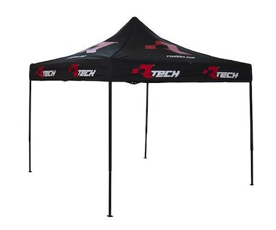 Rennzelt Schwarz mit Rtech Logo 3x3m
