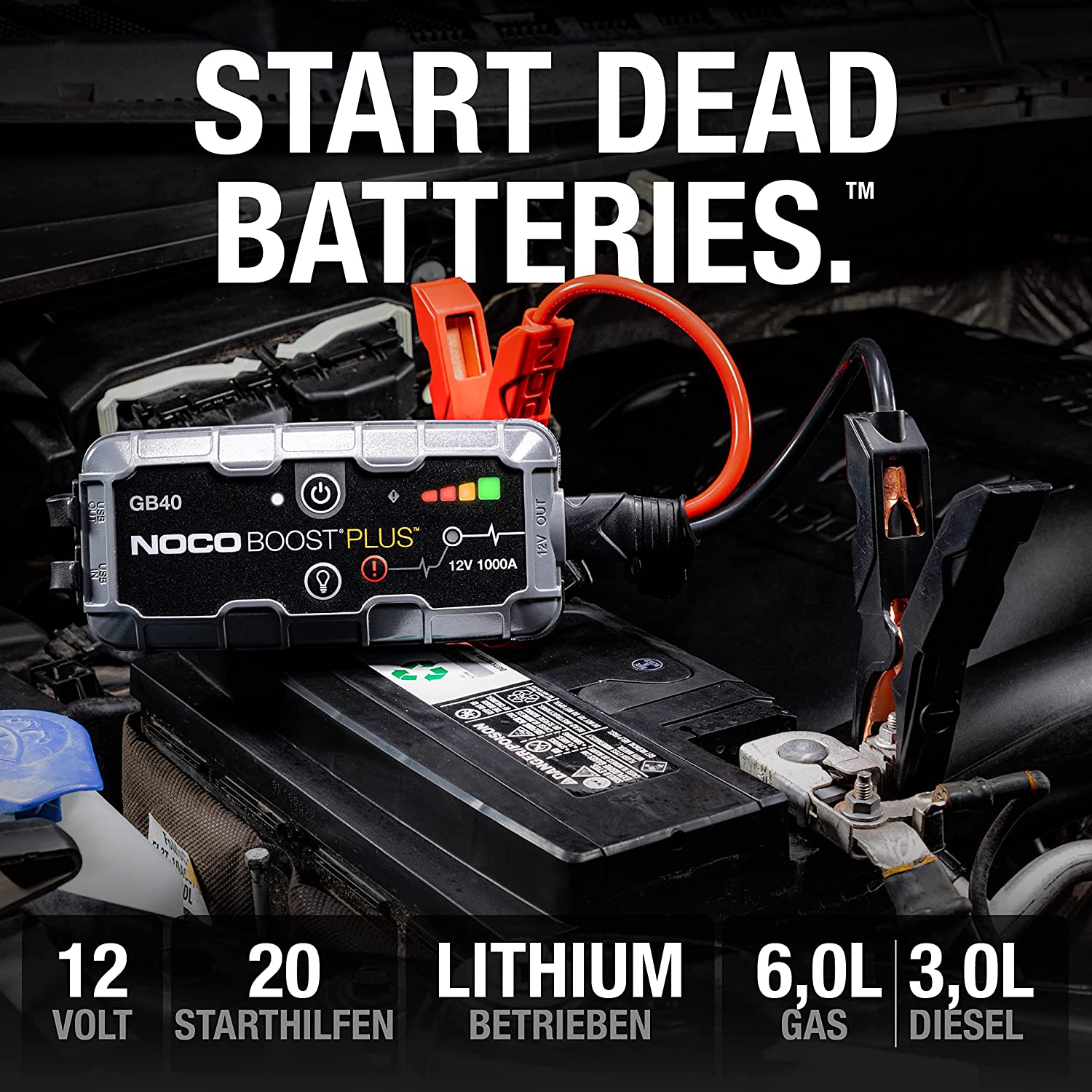 NOCO GB40 Batterie Starthilfe-Booster Lithium 12V 1000A