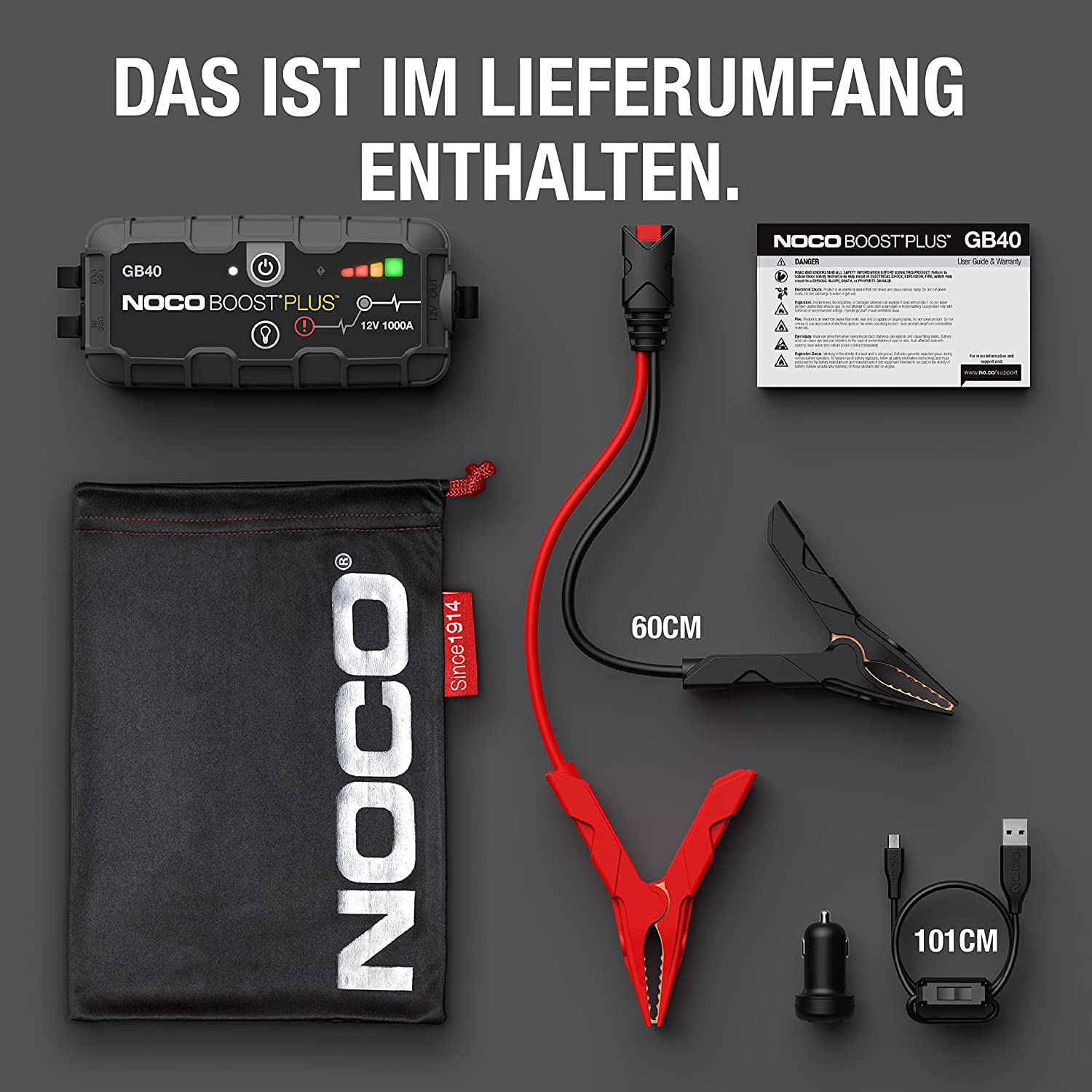 NOCO GB40 Batterie Starthilfe-Booster Lithium 12V 1000A