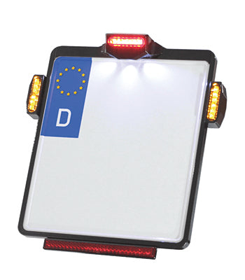 Kennzeichenhalterung IOMP mit Kennzeichenbeleuchtung, Rücklicht und Jax-Blinker