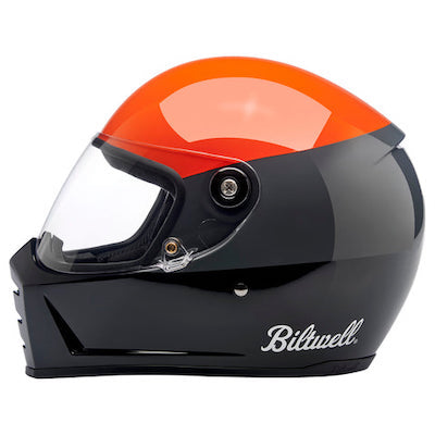 Biltwell Lane Splitter Helmet - Podium Gloss Orange/Grau/Schwarz
